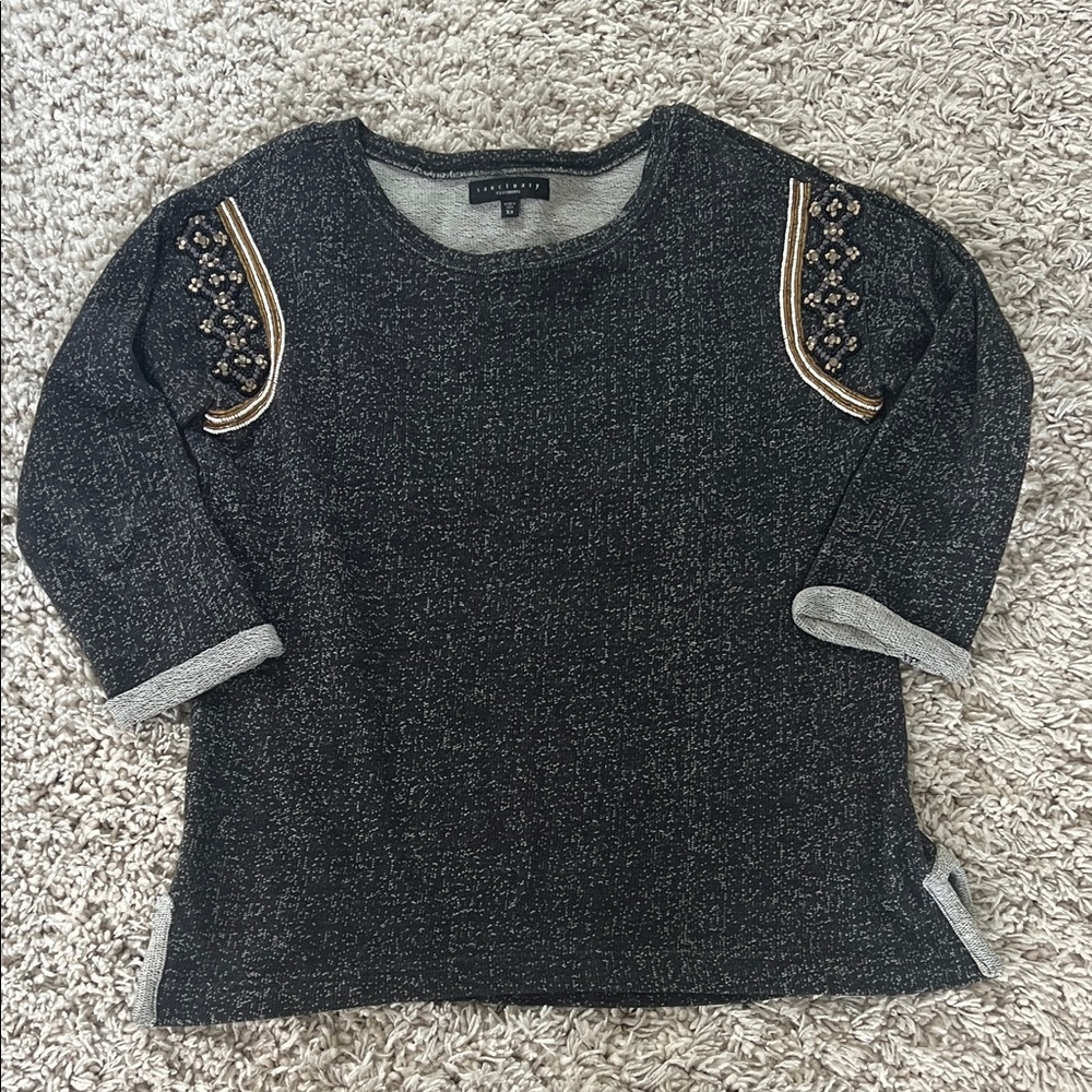 Embellished Sanctuary Gray Knit Sweatshirt